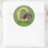 Dachshund-Monogram, hoofdletter C Ronde Sticker (Tas)