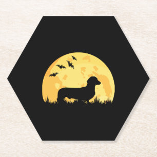 Dachshund Moon Halloween Dachshund Lovers Kartonnen Onderzetters