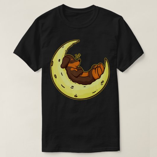 Dachshund Moon Hondenras Slaapend Lover Gift Premi T-shirt (Design voorkant)