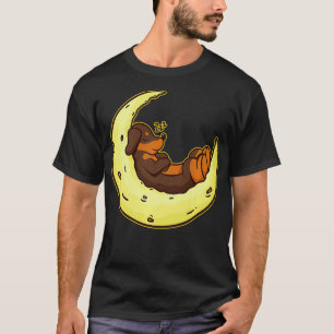Dachshund Moon Hondenras Slaapend Lover Gift Premi T-shirt