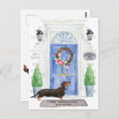 Dachshund Moving Announcement Briefkaart (Voorkant / Achterkant)