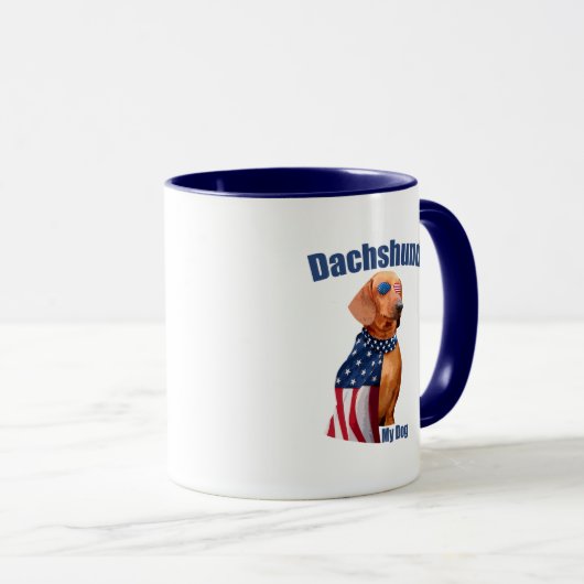 Dachshund Mug – Funny Patriotic Dog Lover Mok (Voorkant rechts)