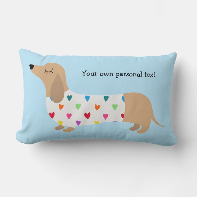 Dachshund Multicolor Hearts Accent Pillow Kussen (Voorkant)