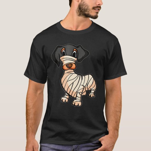 Dachshund Mummy Mummy Halloween T-shirt (Voorkant)