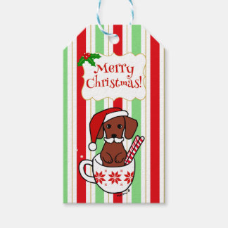 Dachshund Mustache Kerst Cartoon Cadeaulabel