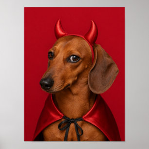 Dachshund Muurkunst — Halloween Duivelhuisdier Por Poster