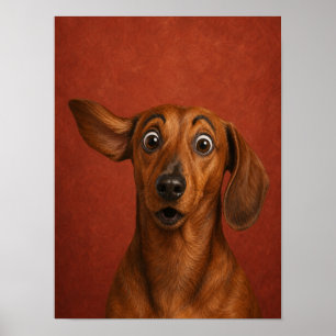Dachshund Muurkunst — Verbaasde Grappige Schilders Poster