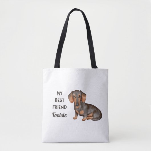 Dachshund My Best Friend Custom Name Canvas tas (Voorkant)