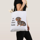 Dachshund My Best Friend Custom Name Canvas tas (Dichtbij)