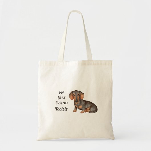 Dachshund My Best Friend Custom Name Canvas tas (Voorkant)