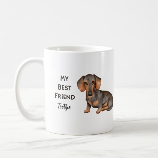 Dachshund My Best Friend Custom Name Coffee Mok (Links)