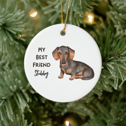 Dachshund My Best Friend Custom Pet Name Keramisch Ornament (Boom)