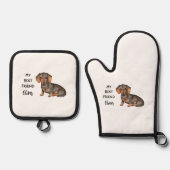 Dachshund My Best Friend Custom Pet Name Ovenwant & Pannenlap Set (Voorkant)