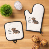Dachshund My Best Friend Custom Pet Name Ovenwant & Pannenlap Set (Top down)