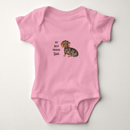 Dachshund My Best Friend Custom Pet Name Romper (Voorkant)