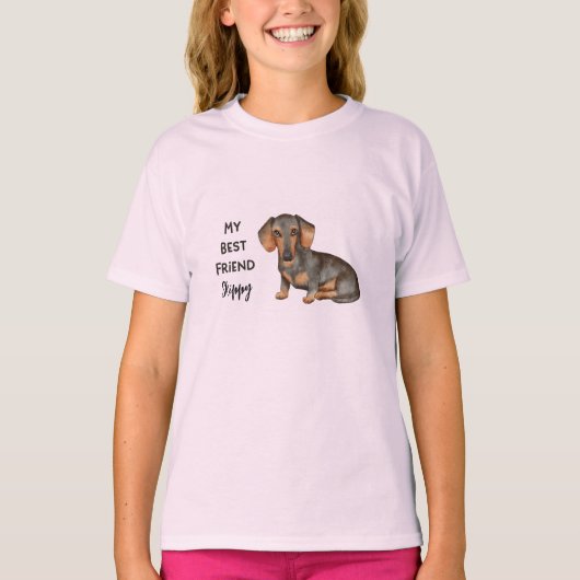 Dachshund My Best Friend Custom Pet Name T-shirt (Voorkant)