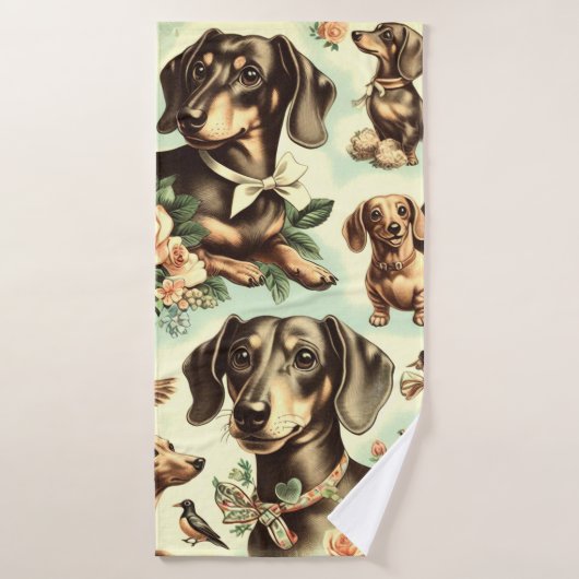 Dachshund Naadloos schilderen Badhanddoek (Badhanddoek)