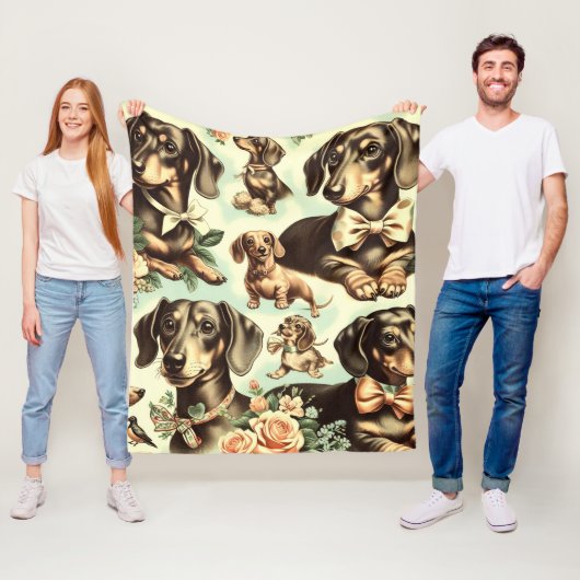  Dachshund Naadloos schilderen Fleece Deken (In situ)