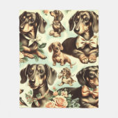  Dachshund Naadloos schilderen Fleece Deken (Voorkant)