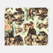  Dachshund Naadloos schilderen Fleece Deken (Voorkant (Horizontaal))