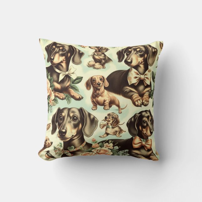  Dachshund Naadloos schilderen Kussen (Voorkant)