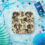  Dachshund Naadloos schilderen Papieren Bordje (Feest)