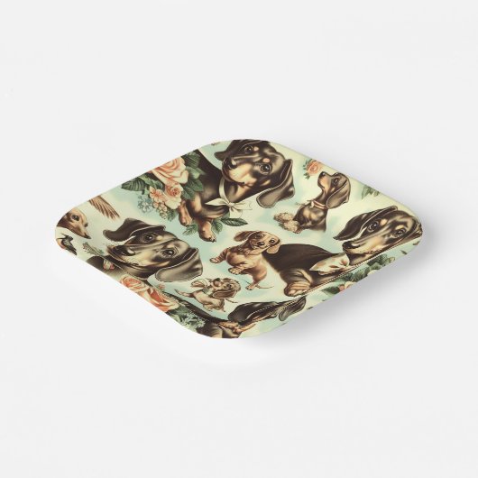  Dachshund Naadloos schilderen Papieren Bordje (Gebogen)