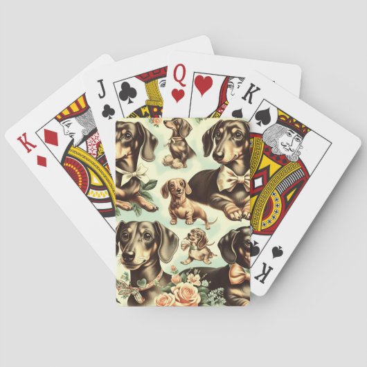  Dachshund Naadloos schilderen Pokerkaarten (Achterkant)