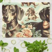  Dachshund Naadloos schilderen Theedoek (Gevouwen)