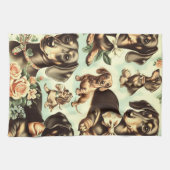  Dachshund Naadloos schilderen Theedoek (Horizontaal)