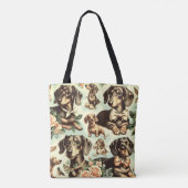  Dachshund Naadloos schilderen Tote Bag (Achterkant)