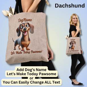 Dachshund - Naam hond toevoegen, tekst wijzigen Tote Bag