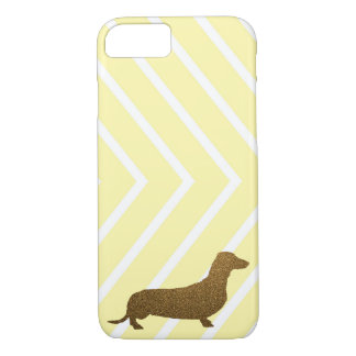 Dachshund Nep glitter | Hondpictogram gele streep iPhone 8/7 Hoesje