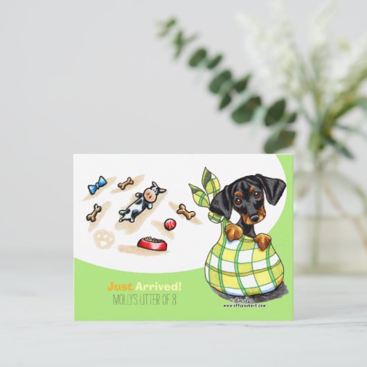 Dachshund New Puppy Social Briefkaart (Staand voorkant)