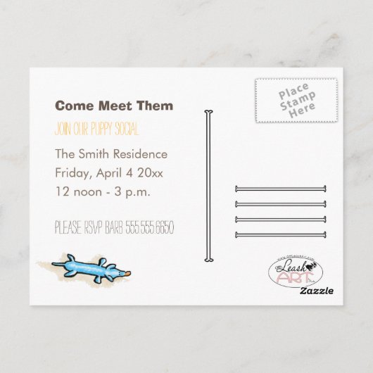 Dachshund New Puppy Social Briefkaart (Achterkant)