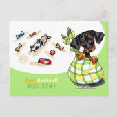 Dachshund New Puppy Social Briefkaart (Voorkant)