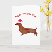 Dachshund, Nieuwjaar Custom Wenskaart Kaart (Gele Bloem)