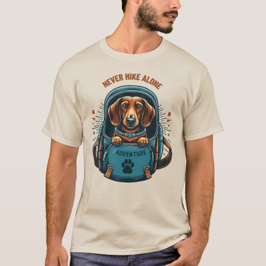 Dachshund nooit alleen wandelen t-shirt (Voorkant)
