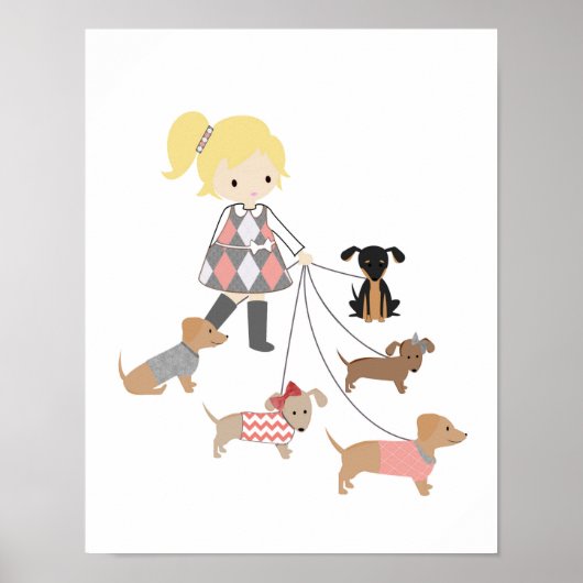 Dachshund Nursery Wall Art Poster (Voorkant)