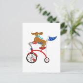 Dachshund On Bike Briefkaart (Staand voorkant)