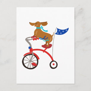 Dachshund On Bike Briefkaart