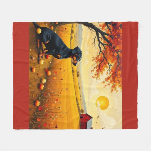 Dachshund on the farm at sunset fleece deken (Voorkant (Horizontaal))