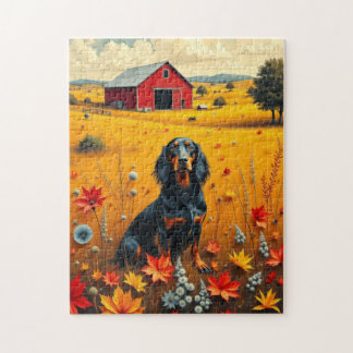 dachshund on the farm in autumn legpuzzel