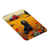 dachshund on the farm in autumn magneet (Rechterzijde)