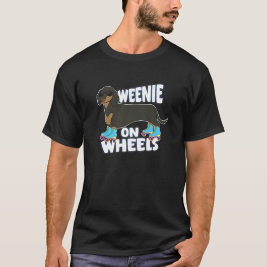 Dachshund on Wheels Roller Skates Sunglasses T-shirt (Voorkant)
