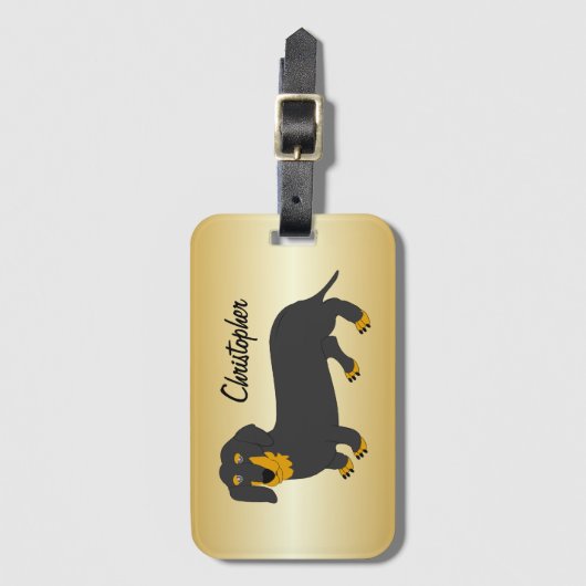 Dachshund ontwerp gepersonaliseerd bagagelabel (Voorkant (verticaal))