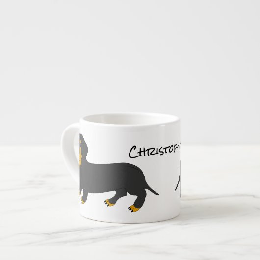 Dachshund ontwerp gepersonaliseerd espresso kop (Links)