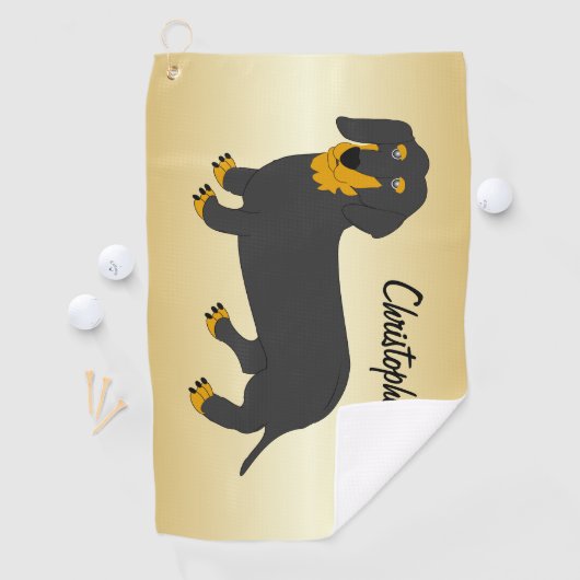 Dachshund ontwerp gepersonaliseerd golfhanddoek (Insitu)