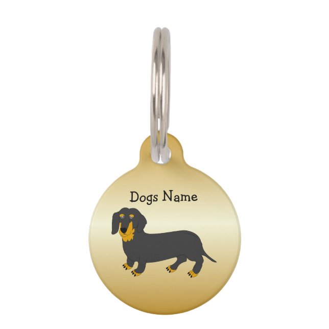 Dachshund ontwerp gepersonaliseerd huisdierpenning (Voorkant)