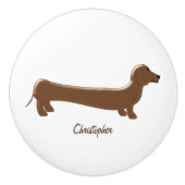 Dachshund ontwerp gepersonaliseerd keramische knop (Voorkant)